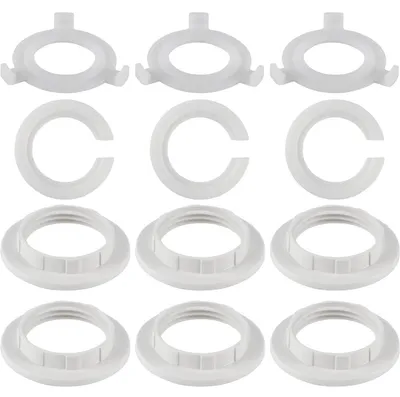 Immagine prodotto di Anello adattatore paralume E14 E27 - Set da 12 pezzi - ABS - Ø 49 mm / Ø 43 mm
