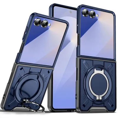 Produktbild von Für Samsung Galaxy Z Flip7 5G MagSafe 360 Grad Magnetischer Ringhalter Schutz Hülle Blau