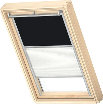 Produktbild von VELUX Original Dachfenster Duo Verdunkelungsrollo für M04 / MK34, Schwarz, mit grauer Führungsschiene