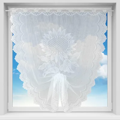 Obrázek produktu pro Bistrogardine Slunečnice 100 x 160 cm – záclonka s prolamovaným vzorem a průchodem pro tyč, polyester, výšivka, ochrana proti pohledům do okna
