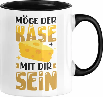 Produktbild von Käse-Liebhaber Geschenk Tasse Möge Der Käse Mir Dir Sein Kaffee-Becher (Schwarz)