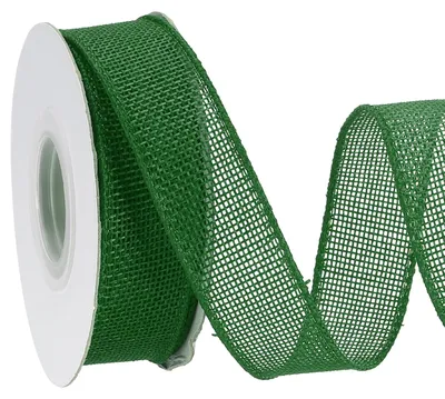 Productafbeelding van Juteband met Draadrand 2,5 cm x 9,1 m - Donkergroen