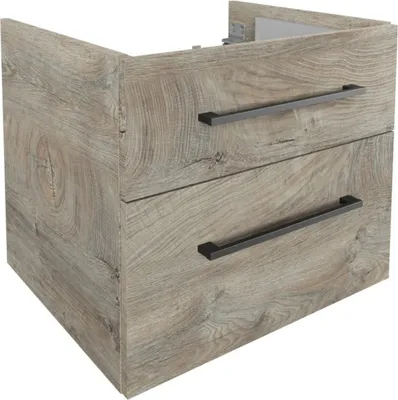 Produktbild von FACKELMANN Waschtischunterschrank Oxford / Badschrank mit Soft-Close-System / Maße (B x H x T): ca. 60 x 50,9 x 48,8 cm / hochwertiger Schrank fürs Bad mit 2 Schubladen / Korpus & Front: Braun hell