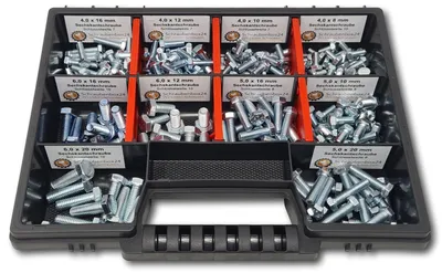 Produktbild von Sechskantschrauben Sortiment M4-M5-M6 // 8mm-20mm 215 tlg. Schraubenbox Vollgewindeschrauben Maschinenschrauben Gewindeschrauben Sechskantschrauben