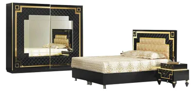 Immagine prodotto di Cameretta nera con struttura letto di design 2x comodini 3 pezzi