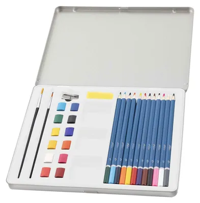 Image de Aquarel Verfset dans une boîte en pin, 28dlg