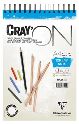 Obrázok produktu pre Clairefontaine Cray'On Wirebound Pad Skicár 50 A4 120 g