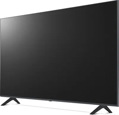 A side-view of a large, modern television set on a white background.