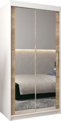 Produktbild von Kleiderschrank, Schiebetürenschrank Schlafzimmer, Schrank mit Spiegel TOKYO 3 100 cm