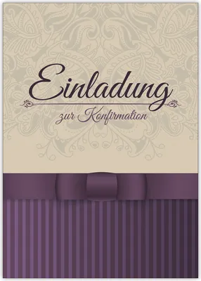 Produktbild von 4x Klassische elegante Einladung zur Konfirmation in beige, lila