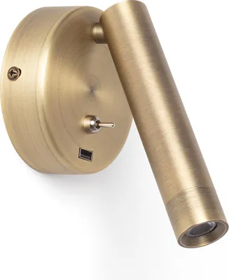 Produktbild von LED Wandleuchte mit Leselicht 2.5W Metall mit USB Anschluss Gazny Bronze