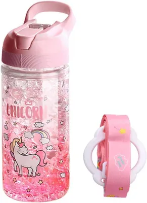 Productafbeelding van Drinkfles eenhoorn, 400 ml, met drinktuit en veiligheidsvergrendeling, voor kinderen