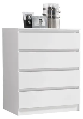 Produktbild von Kommode mit 4 Schubladen 80x100 cm Kommode weiß schmal Holz Schrank Kommode mit Schubladen Sideboard Highboard Organizer Breite 80 cm Höhe 100 cm