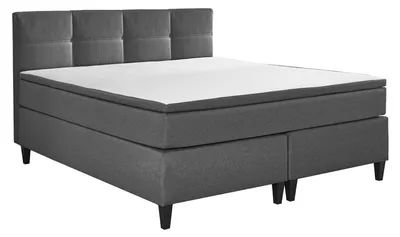 Produktbild von Boxspringbett - 200 x 200 cm - Anthrazit - Webstoff - mit Topper