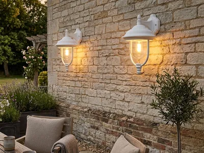 Produktbild von 2er-Set Außenwandleuchte Wandleuchten PARMA Aluminium weiß E27 IP43