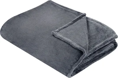 Produktbild von BELIANI Kuscheldecke Grau Polyester Stoff 200 x 220 cm Einfarbig Modern Überwurf für Bett Sofa Couch Sessel Erwachsene Kinder Wohnzimmer Schlafzimmer