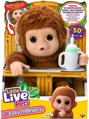 Produktbild von Interaktiver Little Live Pets Affe Mango, Interaktives Babyaffe Spielzeug mit über 50 Geräuschen und Reaktionen, Inklusive Zubehör