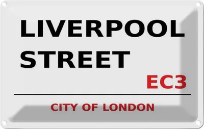 Produktbild von vianmo Blechschild 20x30 cm City Liverpool Street EC3 Straße Stadt