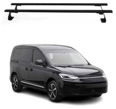 Image de Barres de toit Heavy Duty pour volkswagen Caddy 2021-2025 Noir 2 pièces