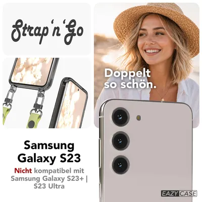 Produktbild von EAZY CASE Handykette magnetisch mit Handyhülle für Samsung Galaxy S23, Crossbody Handyband 1-1,90m verstellbar mit 2 Ösen in Gelb
