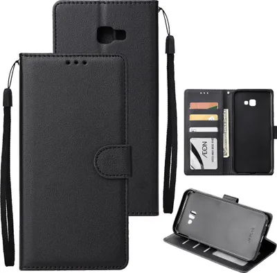 Produktbild von Für Samsung J4 plus Flip-Typ Leder Schutzhülle mit 3 Kartenposition Schnalle Design Cover schwarz