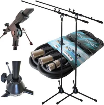 Image de keepdrum pied de micro MS107B avec câble de micro XLR-XLR 6m 2 pièces de chaque