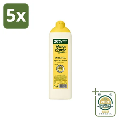 Immagine prodotto di 5 confezioni di colonia originale Heno de Pravia, capacità di 780 ml ciascuna, confezione da 5 pezzi