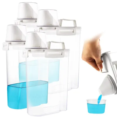4er Set Waschmittelspender 2500 ml luftdicht mit Messbecher