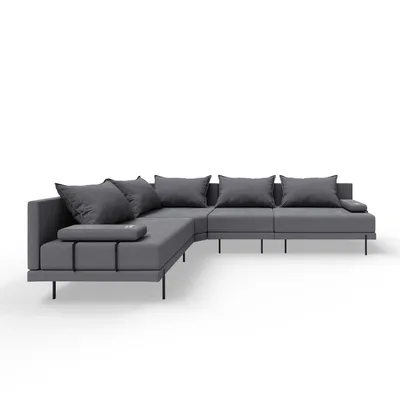 Produktbild von TRADA Gartenecksofa Bahama L Dunkelgrau 298x298 cm Gartenmöbel set Wasserabweisend Stoff