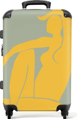 Produktbild von NoBoringSuitcases.com® Großer Koffer - Frau - Gelb - Grün - Minimalismus - Design - Kombinationsschloss TSA - Hartschalen Trolley 4 Rollen - 72 liter - Reisekoffer - 66 cmKoffer Mittelgroß 67x43x25 cm, 72L,