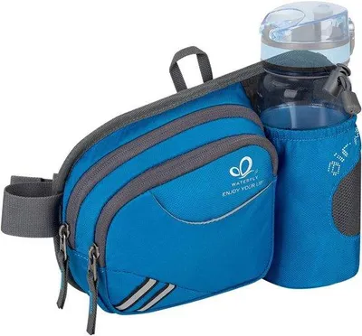 Produktbild von Famanu Hüfttasche mit Flaschenhalter - Atmungsaktive Hüfttasche für Laufen, Radfahren, Camping + Reflektierende Streifen