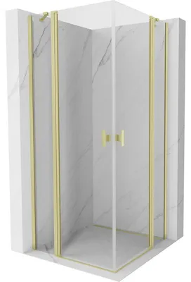 Obrázek produktu pro Mexen Mist Duo sprchový kout se sklopnými dveřmi 80 x 80 cm, transparentní, zlatý kartáčovaný - 8A4-080-080-55-00