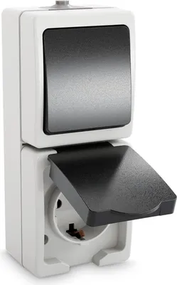 Immagine prodotto di ABSINA combinazione di presa di corrente e interruttore da superficie IP44 - Presa di corrente con contatto di protezione e interruttore di commutazione da superficie per ambienti umidi