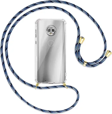 Produktbild von Handykette Backcover-Schutzhülle mit Band (Metall goldfarben) für Motorola Moto G6 - Blautöne