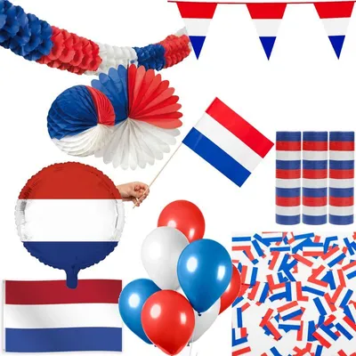 Produktbild von Niederlande Holland XL Party Deko Set Partyset Partydeko blau weiß rot