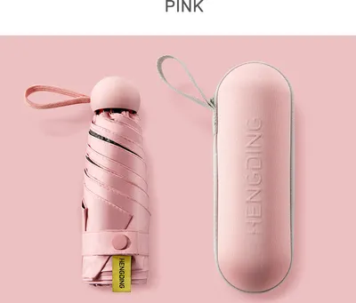 Produktbild von Mini-Regenschirm für Kinder, winddicht, bunt, Taschenschirm, Regen, Frauen, Anti-UV-Sonnenschutz, Sonnenschirm, 6 K, kleine Regenschirme, Pink