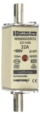 Produktbild von Mersen 1B643.000000 NH000 32A gG 500V NH-Sicherung sfü spannungsführend