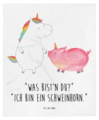 Produktbild von Mr. & Mrs. Panda Babydecke Einhorn Schwein - Weiß - Geschenk, Kinderdecke, Plaid, Einhörner, Unicorn, Freundin, Erstlingsdecke, Schweinchen, Fleecedecke, Schlummerdecke