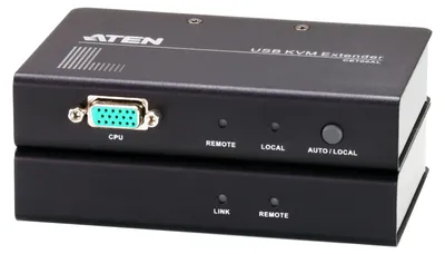 Produktbild von ATEN USB-VGA-Cat-5-KVM-Extender (1280 x 1024 bei 150 m), Sender und Empfänger, Kabelgebunden, 150 m, Cat5e, 1920 x 1200, 1600 x 1200, 1280 x 1024, Schwarz, Grau