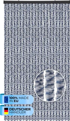 Produktbild von Flauschvorhang (100x200 cm) Türvorhang "Meliert Blau" als Insektenschutz für Balkon, Terrasse oder Wohnmobil, Wohnwagen, Pavillon