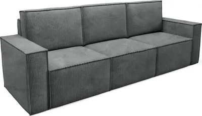 Produktbild von BETTSO klassisch Gepolstertes Kordsofa ORTO Dreisitziges modulares Sofa Dunkelgrau