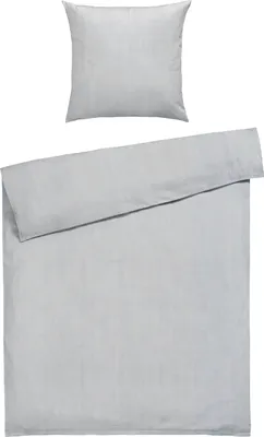 Produktbild von Satin-Bettwäsche - Silbergrau - 135 x 200 cm - Baumwolle - mit Reißverschluss