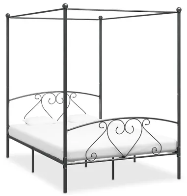 Obrázek produktu pro vidaXL Rám postele se stříškou Grey Metal 140 x 200 cm