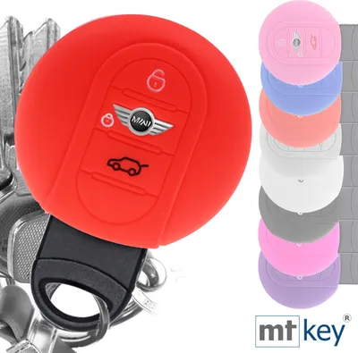 Produktbild von Auto Schlüssel Hülle Silikon Schutz Cover Rot kompatibel mit Mini F56 F54 F55 F57 F60 Clubman Countryman 3 Tasten KEYLESS SMARTKEY
