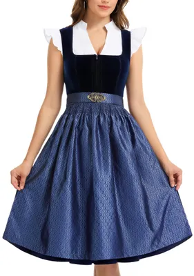 Produktbild von Dirndl-Midi-Kleid, blau – Komplett mit Schürze und Bluse