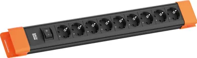 Produktbild von BACHMANN CONNECTUS 9xCEE7/3, 1xSchalter 2,0m CEE7/7 Schwarz/Orange
