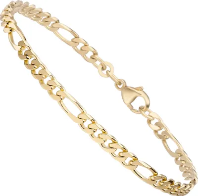 Produktbild von 4,3mm Armband Armkette Figarokette aus 333 Gold Gelbgold diamantiert massiv 21cm