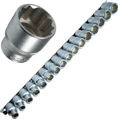 Produktbild von Steckschlüsseleinsätze Nuss 12-KANT VIELZAHN 8-24 mm CV-S a. Steckleiste 16-tlg