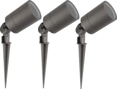 Produktbild von Ledvion 3er Set Gartenstrahler mit Erdspieß IP65 GU10 3W ohne Leuchtmittel