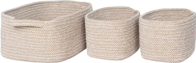 Produktbild von Famanu Set von 3 Baumwollkörben - stilvolle Aufbewahrungslösungen - beige - 13x18x12cm & 23x33x13cm